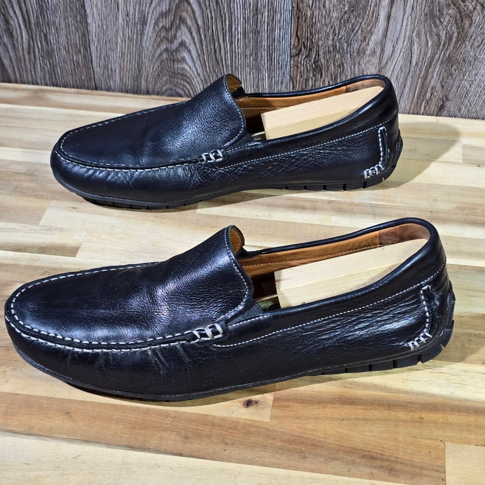 Johnston & Murphy McGuffey Loafer Black Leather Sheepskin Slip On Size‎ 11 M Men